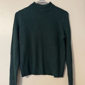 H&M Dark Green Ribbed Mock Neck Sweater